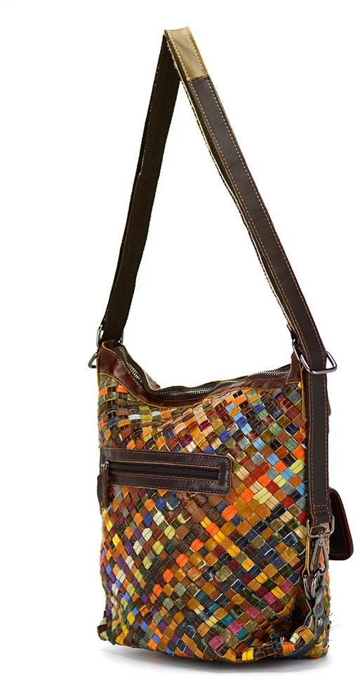 Magic Bags torebka plecak damska A4 skórzana kolorowa mozaika shopperbag