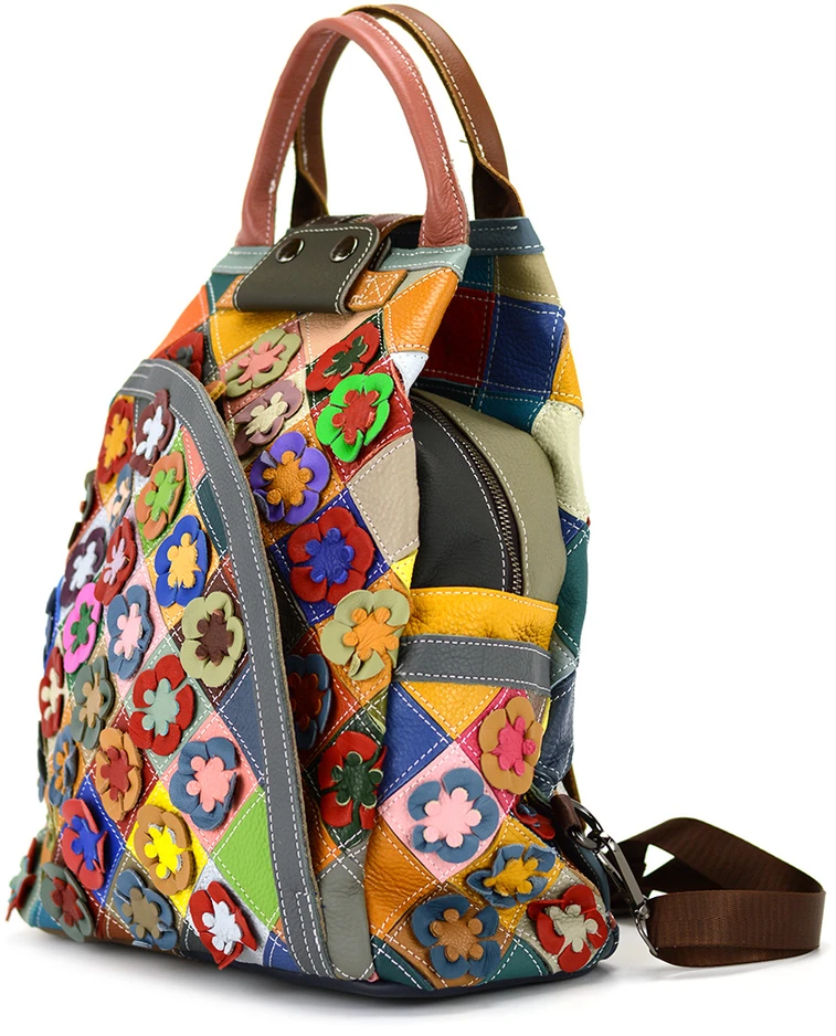 Magic Bags Wzorzysty damski plecak skórzany su wzorem mozaiki Pojemny