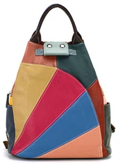 Magic Bags Wzorzysty damski plecak skórzany su wzorem mozaiki Pojemny