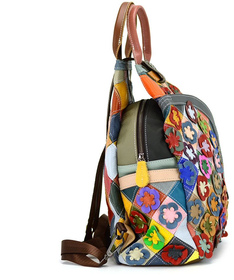 Magic Bags Wzorzysty damski plecak skórzany su wzorem mozaiki Pojemny