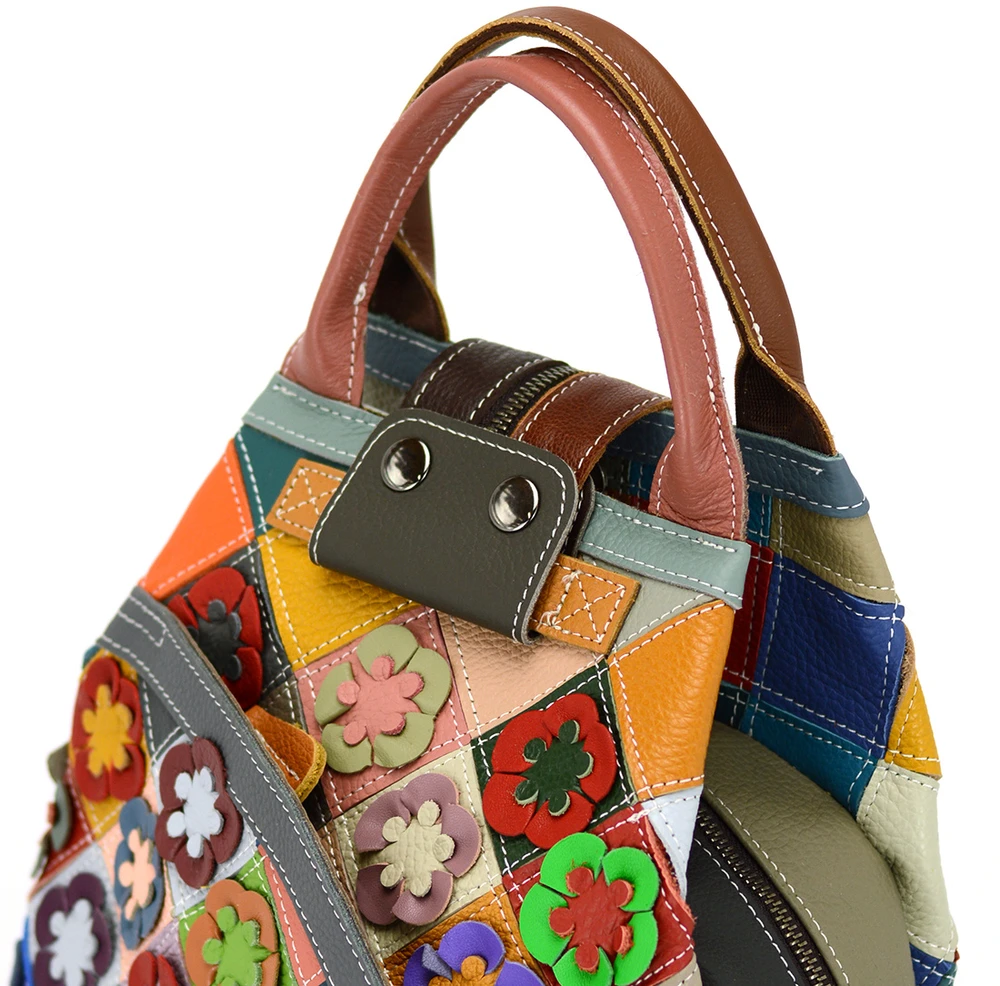 Magic Bags Wzorzysty damski plecak skórzany su wzorem mozaiki Pojemny