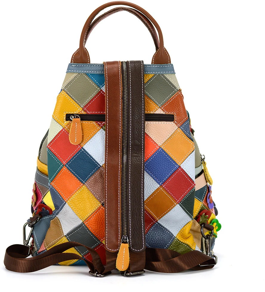 Magic Bags Wzorzysty damski plecak skórzany su wzorem mozaiki Pojemny