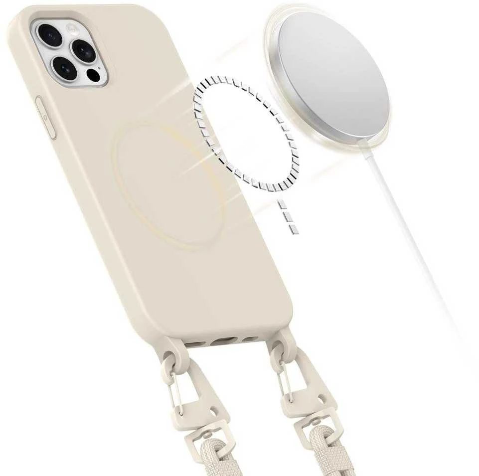 Tech-Protect MAGNECKLACE MagSafe Apple iPhone 12 / 12 Pro dėklas telefonui smėlio spalvos