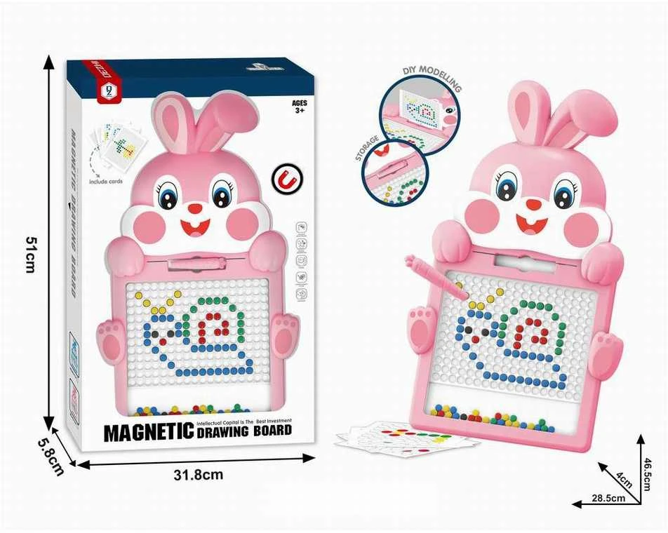 Malplay Magnetinė mozaikinė lenta su karoliukais, šablonų dėlionė, 46.5 cm