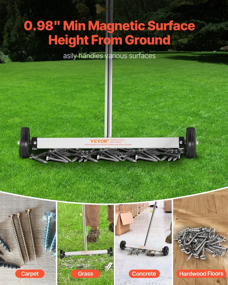 VEVOR Magnetinis šlavėjas su ratais 43 cm 4.5kg