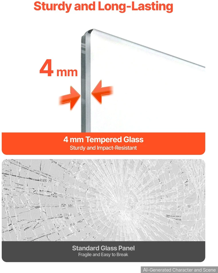 Magnetinė stiklinė lenta VEVOR BL-3648-MW, 900 x 600 mm, 2 vnt.