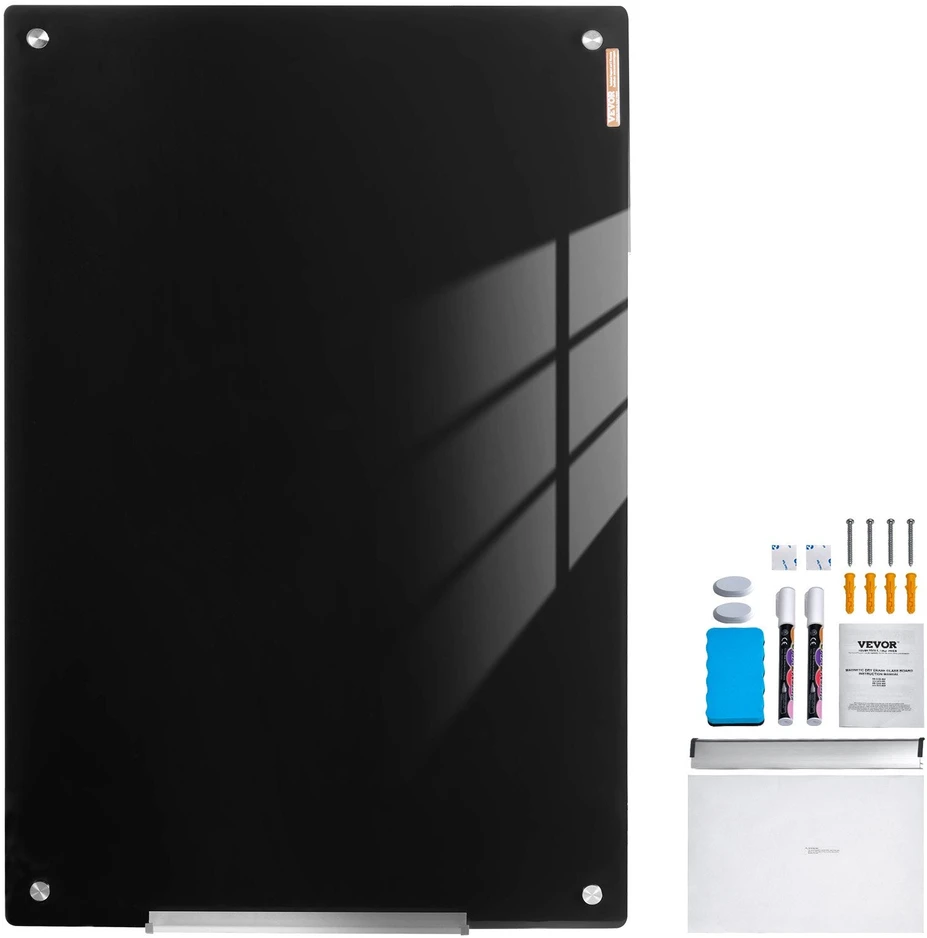 VEVOR Magnetinė stiklo lenta 60x90 cm, juoda