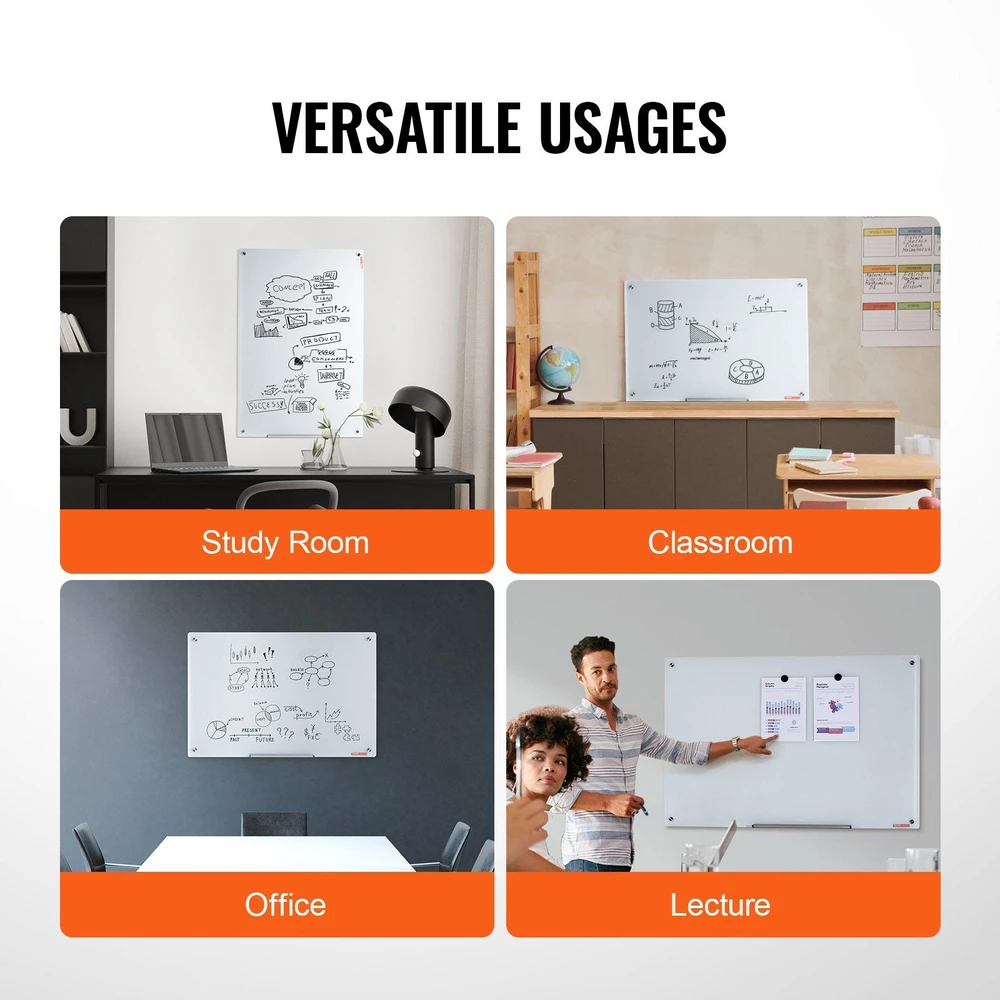 VEVOR Magnetinė stiklinė rašymo lenta 900 x 600 mm
