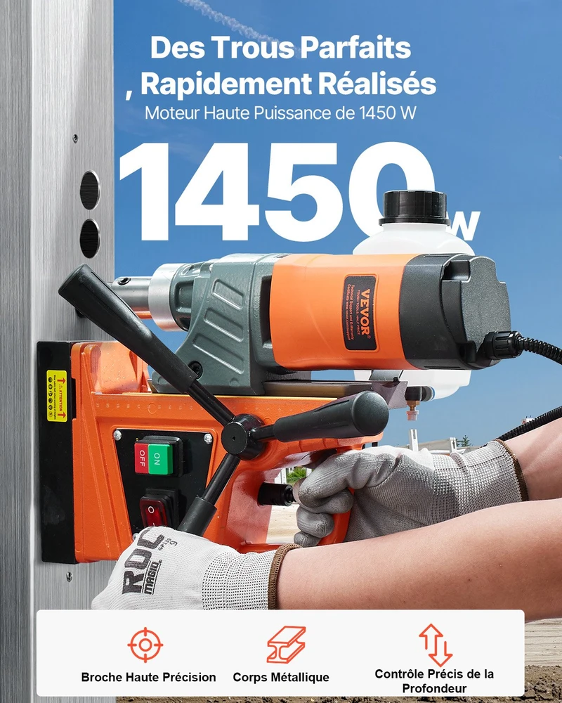 VEVOR Magnetinė gręžimo mašina 1450W 12500N 850 aps./min.