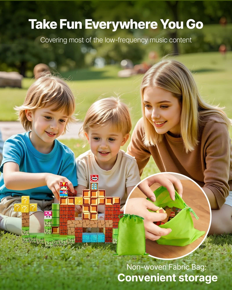VEVOR Magnetiniai blokai 100 vnt Montessori rinkinys