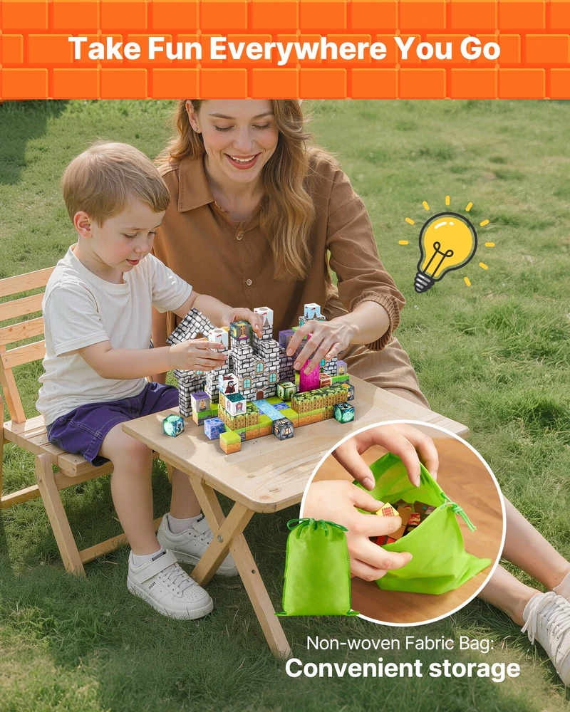 VEVOR Magnetiniai blokeliai 100 vnt kapinių zombiai ir STEM žaislai