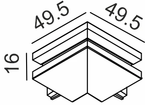 Magnetinės sistemos bėgelio MICRO_LINE L formos išorinis sujungimas, juodas