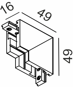Magnetinės sistemos bėgelio MICRO_LINE L formos vidinis sujungimas, juodas
