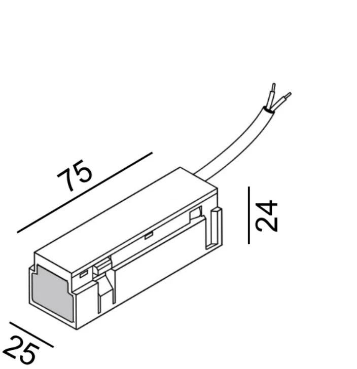 Magnetinės sistemos IN_LINE bėgelio užbaigimas su užmaitinimu, juodas