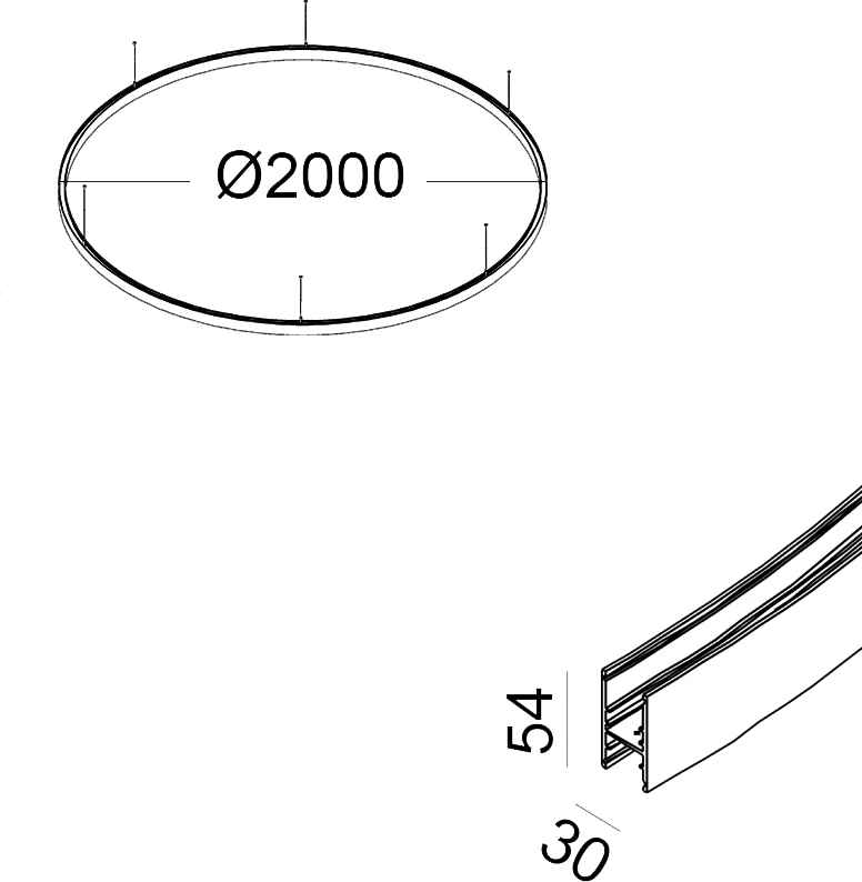 Magnetinės sistemos IN_RING bėgelis, 48V, baltas, 2m diametro