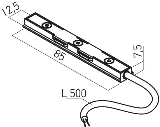 Magnetinės sistemos XNEO bėgelio sujungimas su užmaitinimu, 24V, juodas