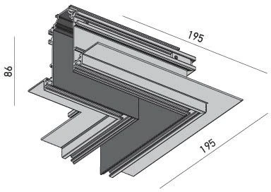 Magnetinės sistemos XTRIM M RECESSED bėgelio kampinis sujungimas, 48V, juodas