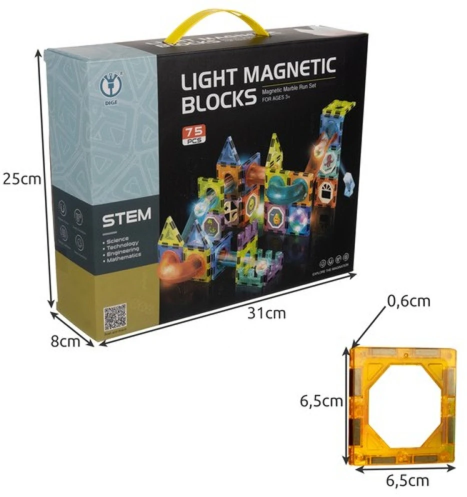 Magnetiniai blokeliai - takelis 75 vnt. Kruzzel 22684