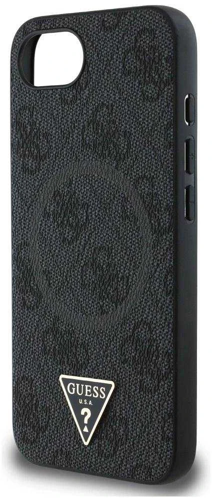 GUESS dėklas skirtas Apple iPhone 16e (SE 4 2025) compatible with MagSafe GUHMPSE4P4TDPK (PU 4G Triangle Logo) juodos spalvos