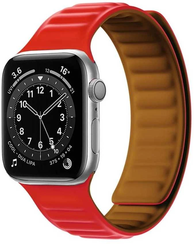 Hurtel Magnetic apyrankė laikrodžiui Apple Watch 7/8/9 41mm Magnetic Wristband Bracelet Bracelet raudonos spalvos