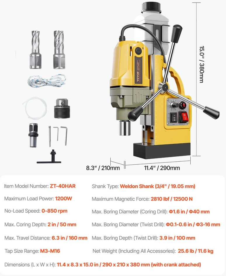 Vevor Magnetinė gręžimo mašina 1200W geltona