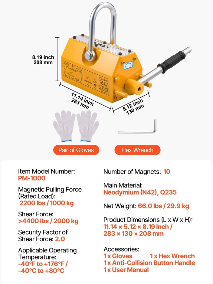 VEVOR Neodimio magnetinis keltuvas 1000 kg