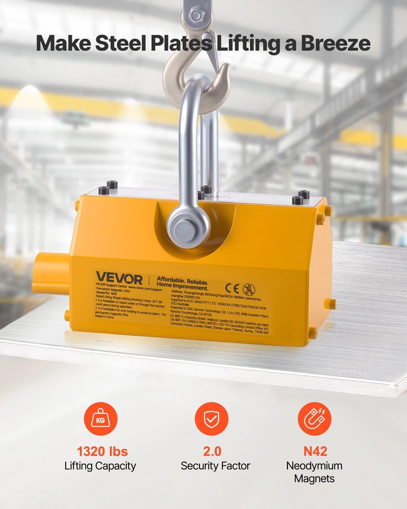 VEVOR Nuolatinis magnetinis keltuvas 600 kg