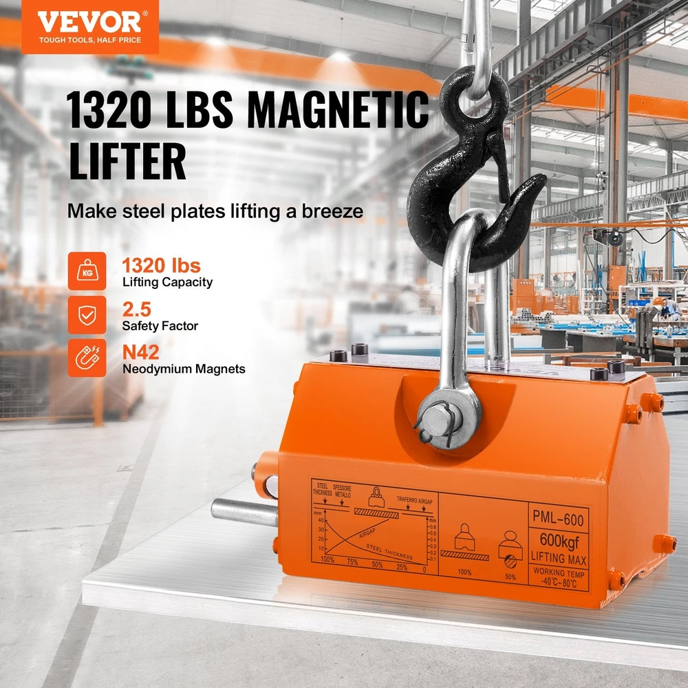 VEVOR Magnetinis kėlimo įrankis, 600 kg galia