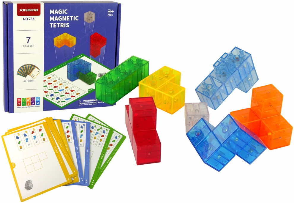 Vaikiškas magnetinių kaladėlių rinkinys kubas Lean toys, 7 vnt.