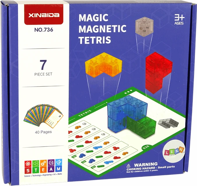 Vaikiškas magnetinių kaladėlių rinkinys kubas Lean toys, 7 vnt.
