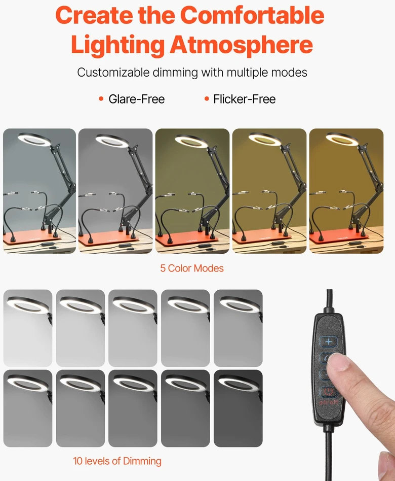 VEVOR Magnetinė litavimo stotis su LED lempa