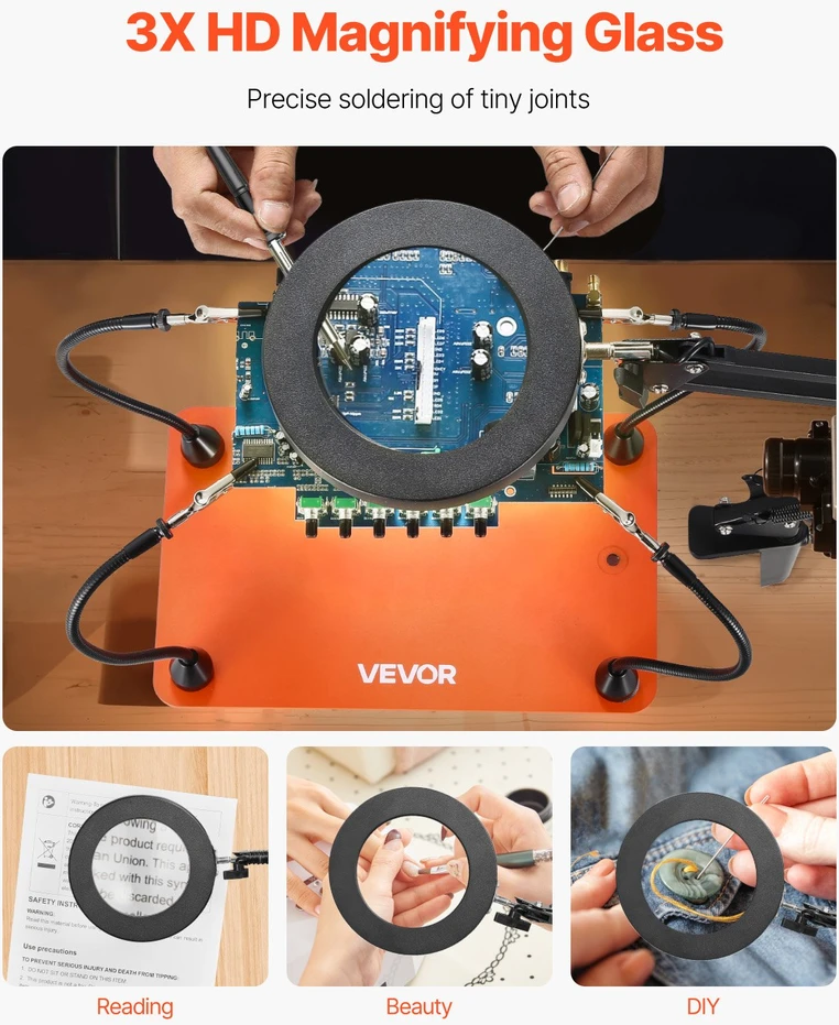 VEVOR Magnetinė litavimo stotis su LED lempa