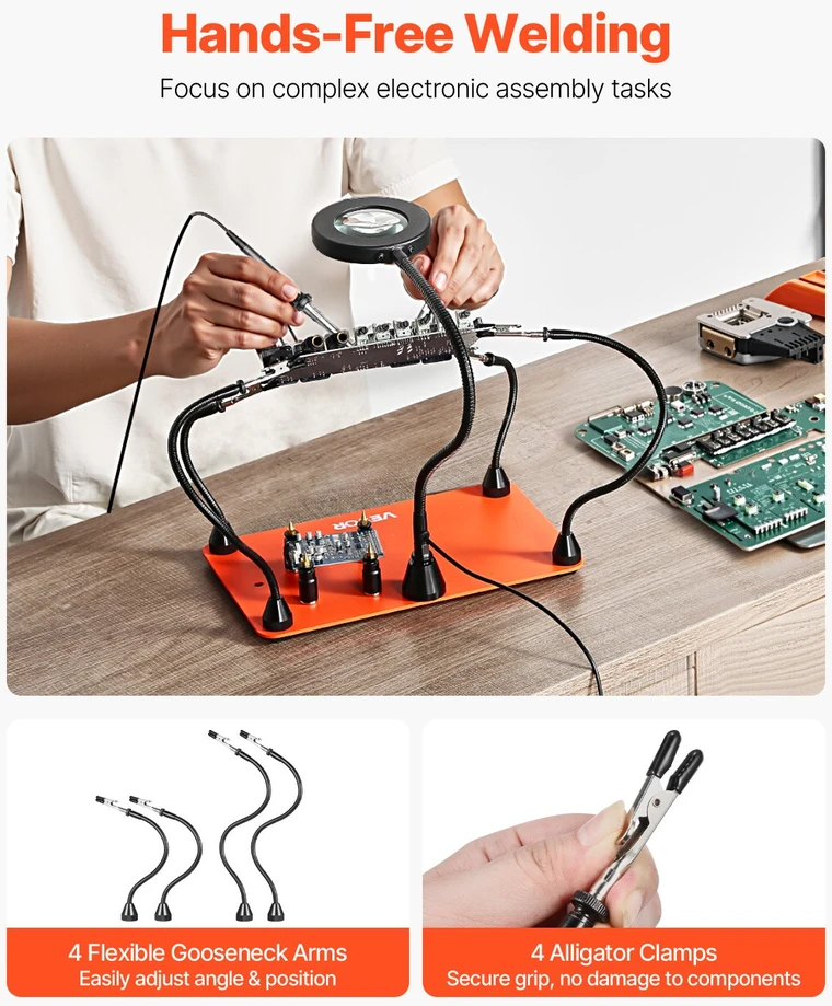 VEVOR Magnetinė litavimo stotelė su LED lempa