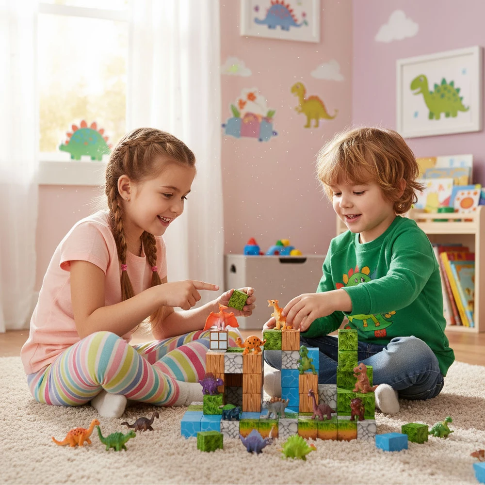 Multistore Magnetinių konstruktorių rinkinys vaikams 114 dalių – dinozaurai