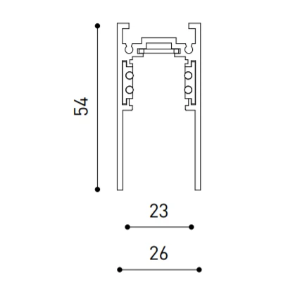 Magnetinių sistemų paviršinis bėgelis TRACK 48V SURFACE, juodas, 3m