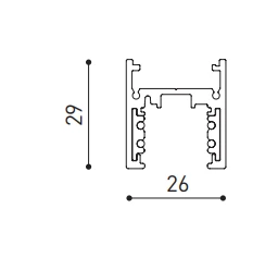 Magnetinių sistemų paviršinis bėgelis TRACK 48V SURFACE SHORT, juodas, 3m