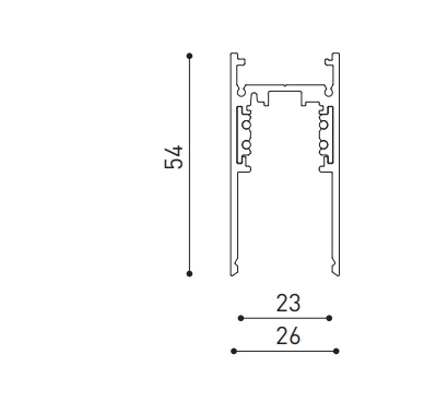 Magnetinių sistemų paviršinis bėgelis TRACK 48V SURFACE, juodas, 3m