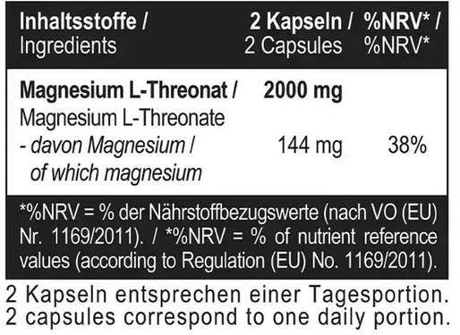 Magnio L-treonato kapsulės MST Magtein® 1000 mg, 120 kapsulių