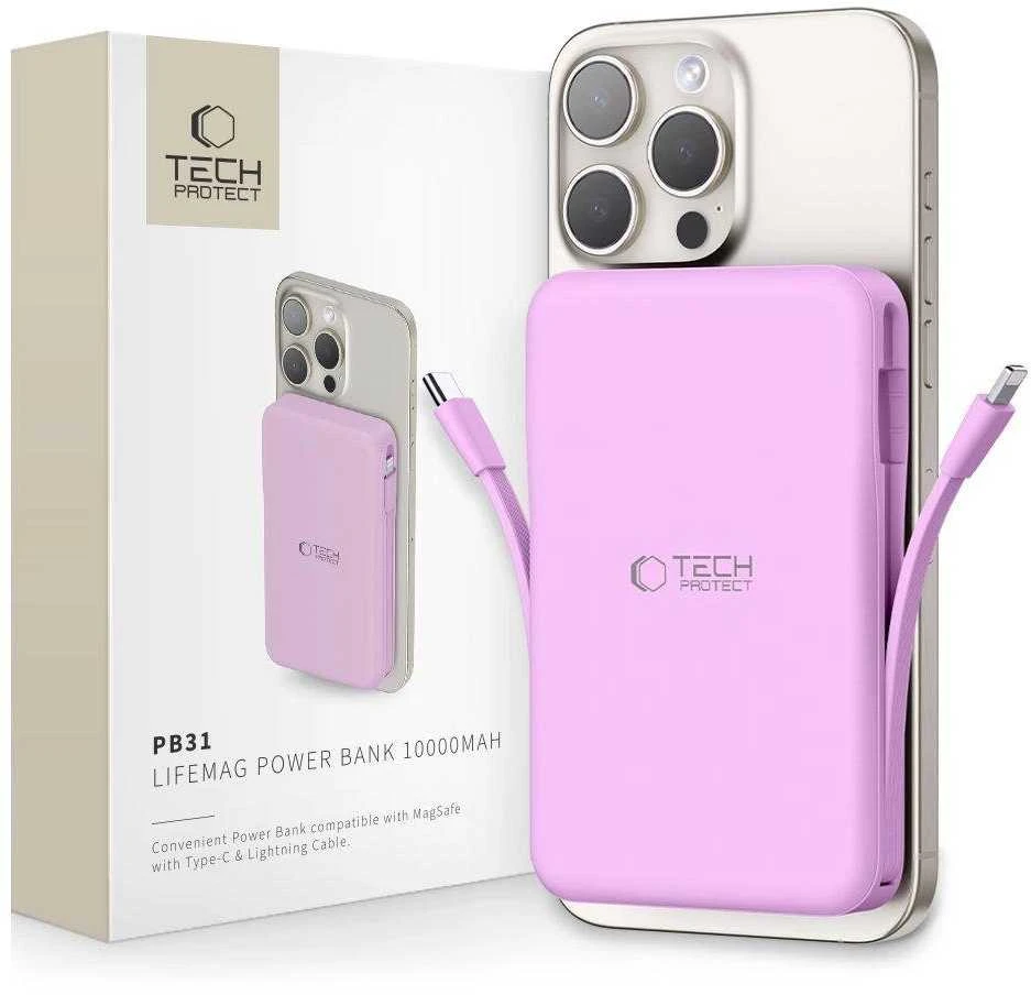 Tech-Protect PB31 MagSafe 10000mAH Power Bank – violetinės spalvos