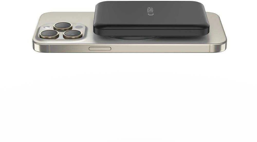 Tech-Protect LifeMag PB10 Powerbank su MagSafe 5000mAh 15W USB-C port – juodos spalvos + USB-C kabelis