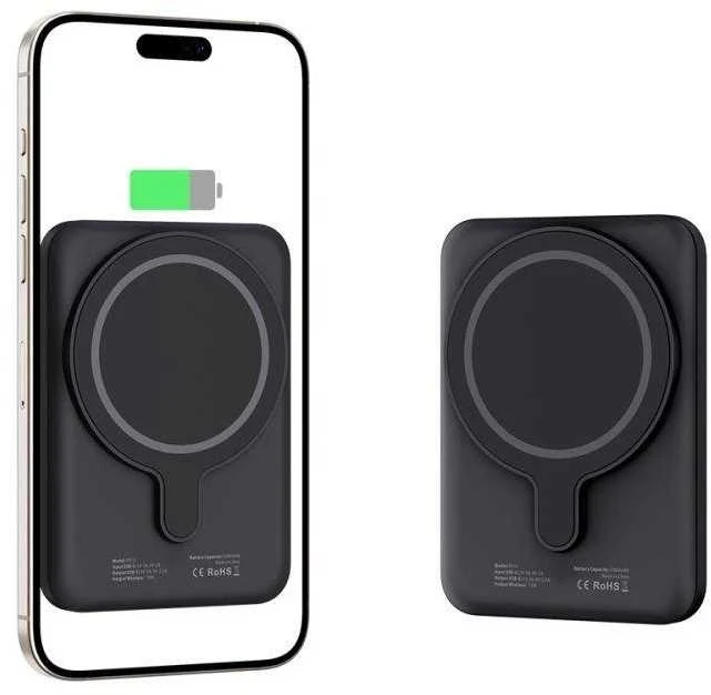 Tech-Protect LifeMag PB10 Powerbank su MagSafe 5000mAh 15W USB-C port – juodos spalvos + USB-C kabelis