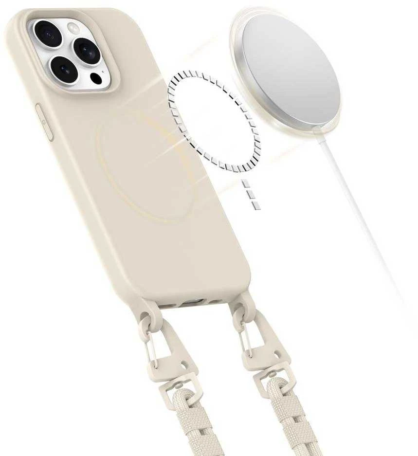 Tech-Protect MAGNECKLACE MagSafe Apple iPhone 15 Pro dėklas telefonui smėlio spalvos