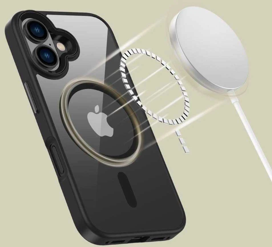 Apple iPhone 16 Tech-Protect Magmat MagSafe Clear dėklas telefonui juodos spalvos