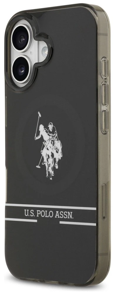 Us Polo Assn US Polo DH and Bottom Stripe Logo MagSafe dėklas skirtas Apple iPhone 17 juodos spalvos