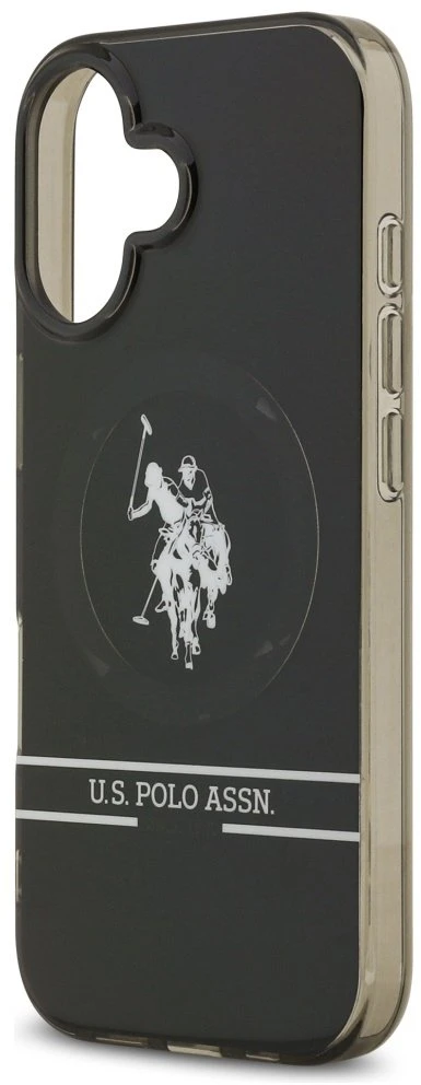 Us Polo Assn US Polo DH and Bottom Stripe Logo MagSafe dėklas skirtas Apple iPhone 17 juodos spalvos