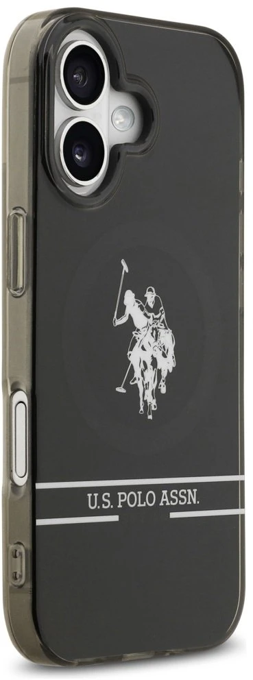 Us Polo Assn US Polo DH and Bottom Stripe Logo MagSafe dėklas skirtas Apple iPhone 17 juodos spalvos