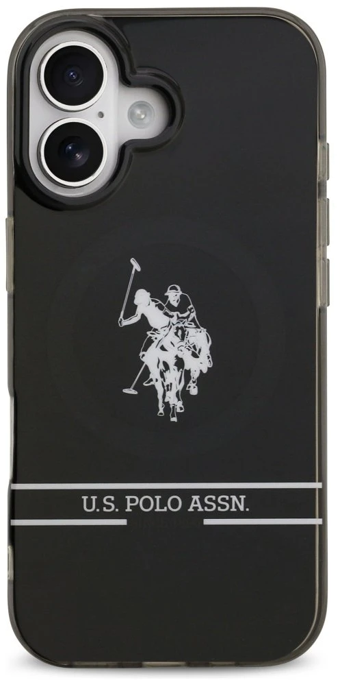 Us Polo Assn US Polo DH and Bottom Stripe Logo MagSafe dėklas skirtas Apple iPhone 17 juodos spalvos
