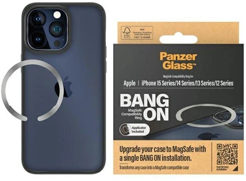 Panzer Glass MagSafe PanzerGlass Bang ON ring Apple iPhone 12 / 13 / 14 / 15 - sidabrinės spalvos