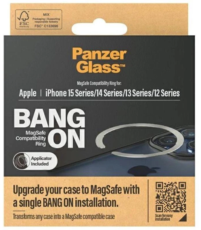 Panzer Glass MagSafe PanzerGlass Bang ON ring Apple iPhone 12 / 13 / 14 / 15 - sidabrinės spalvos