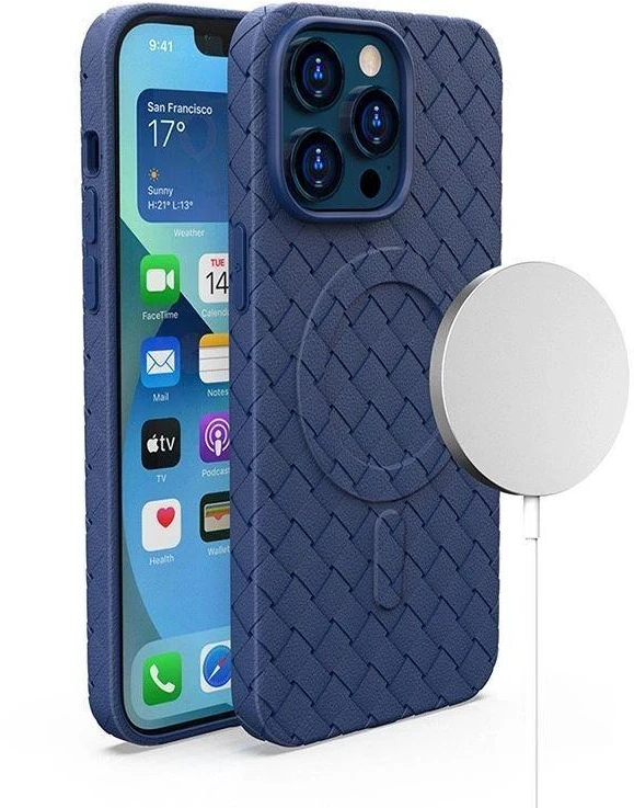Hurtel MagSafe Woven Apple iPhone 15 Pro – dėklas telefonui mėlynos spalvos